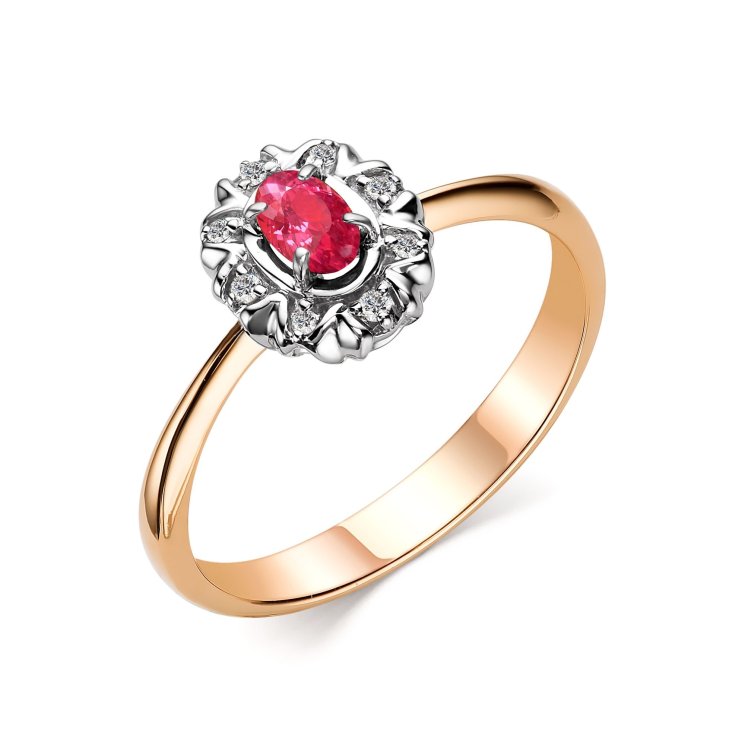 Золотое кольцо с рубином и бриллиантом Алькор КЮЗ (Золото) 13897-103