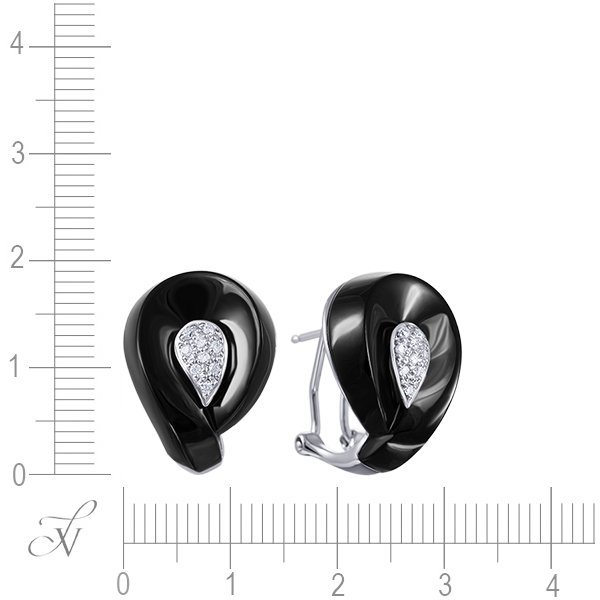 Серьги из белого золота с бриллиантом и ониксом (Арт.e25292c_ag_wg)