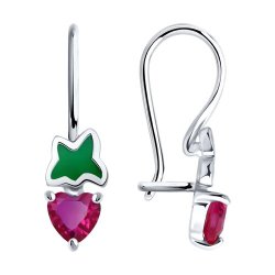 Серьги из серебра с корундами и эмалью (Арт.94-120-02305-1)