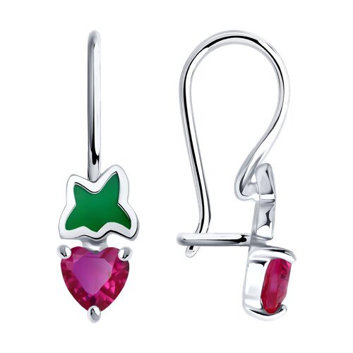 Серьги из серебра с корундами и эмалью (Арт.94-120-02305-1)
