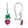 Серьги из серебра с корундами и эмалью (Арт.94-120-02305-1)