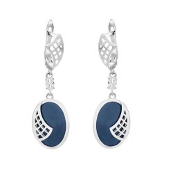 Серьги из серебра с керамикой и фианитом (Арт.tc-e01119-vl-w-w-x-x)