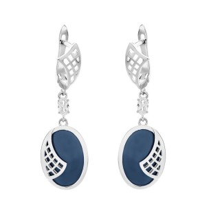Серьги серебряные с керамикой и фианитами «Ceramic Eclipse» Fresh Jewelry (арт.TC-E01119-Вl-W-W-X-X)