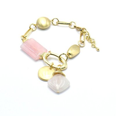 Браслет Серебряные крылья (Арт.242211221gp-o_kvarcrozovyi_jemal)