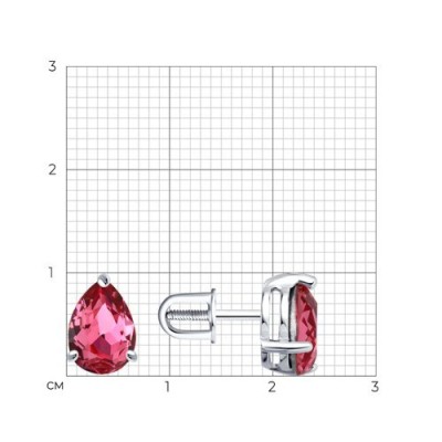 Серьги из серебра с кристаллами «Малиновая капля» Соколов (арт.94-122-00220-1)