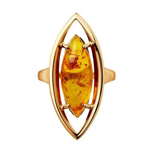 Кольцо из золочёного серебра с янтарём (Арт.83010036)