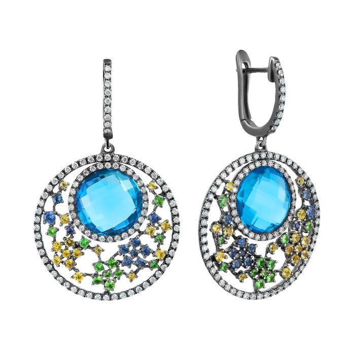 Серьги из золота с бриллиантом и сапфиром (Арт.er-31615_sr_sa_ys_bt_tv_blk)