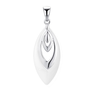 Кулон с керамикой из серебра «Белый Лист» Fresh Jewelry (арт. TC-P00588-W-W-X-X-X)