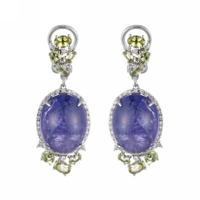 Серьги из белого золота с бриллиантом и танзанитом (Арт.er-33765_pd_ta_wg)