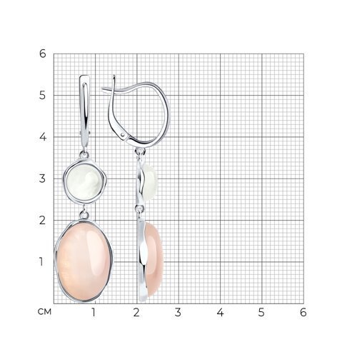 Серьги из серебра с кварцем и лунным камнем (Арт.83020293)