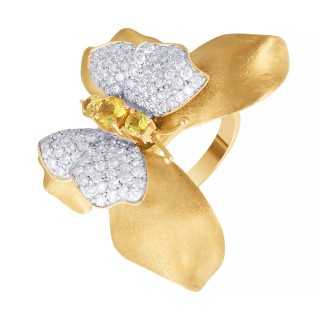 Кольцо с бриллиантами и сапфирами «Парящая бабочка» Myjewels (арт.GR2626X-ESAYW4_YS_YG)