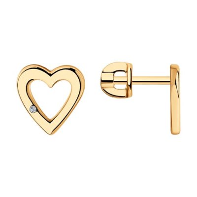 Серьги из золочёного серебра с бриллиантами (Арт.87020039)