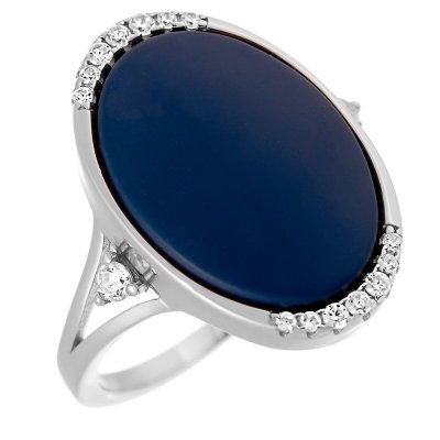 Кольцо из серебра с керамикой и куб. цирконием (Арт.tm-r375-1-vl-w-x-x-w)