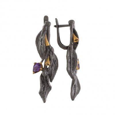 Серебряные серьги BEAVERS с аметистом 2191a_ox