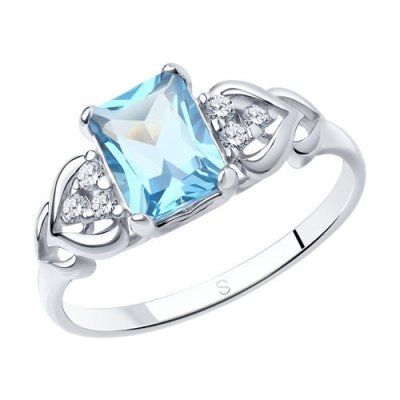 Кольцо из серебра с топазом и фианитами (Арт.92011503)