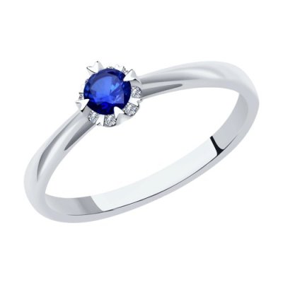 Кольцо из белого золота с бриллиантами и сапфиром (Арт.2011102)
