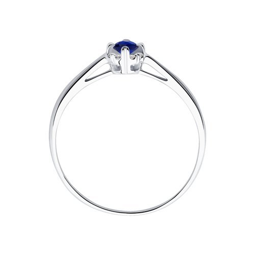 Кольцо из белого золота с бриллиантами и сапфиром (Арт.2011102)