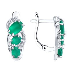 Серьги из серебра с агатами и фианитами (Арт.92022455)