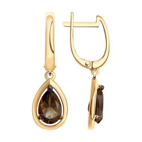 Серьги из золочёного серебра с раухтопазами (Арт.92022806)