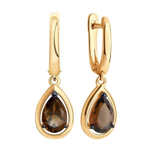 Серьги из золочёного серебра с раухтопазами (Арт.92022806)