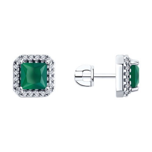 Серьги из серебра с агатами и фианитами (Арт.92022852)