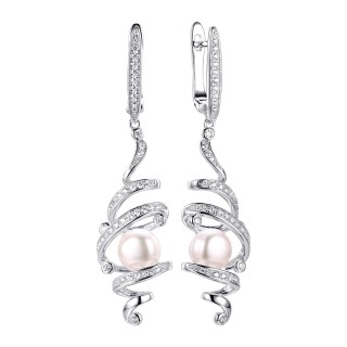 Серьги серебряные с жемчугом и фианитами «Nautilus Fresh» SOKOLOV (арт.PI-E02622-X-W-PN-X-W)