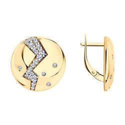 Серьги из золочёного серебра с фианитами (Арт.93-120-01465-1)
