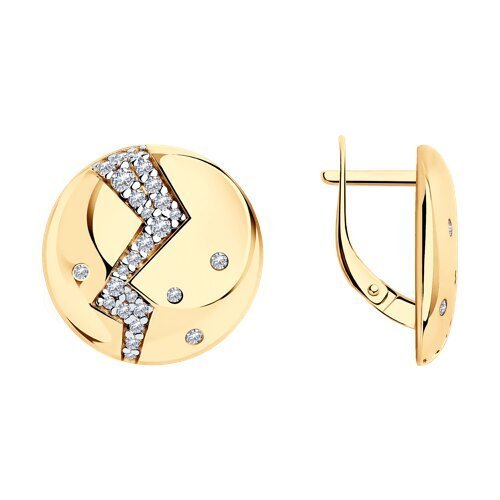 Серьги из золочёного серебра с фианитами (Арт.93-120-01465-1)
