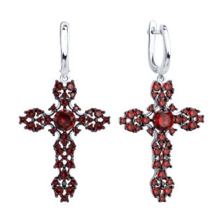 Серьги из серебра с фианитами «Алая Вера» Соколов (арт.94027499)