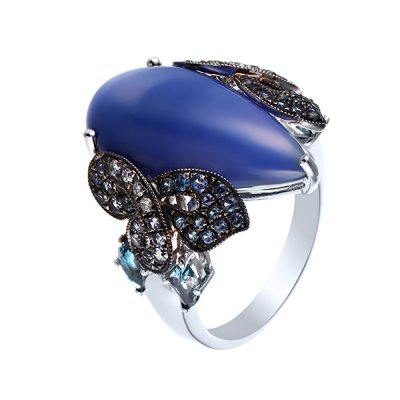 Кольцо из белого золота с бриллиантом и сапфиром (Арт.rg-34208_ko_gss_glsa_lt_wg)