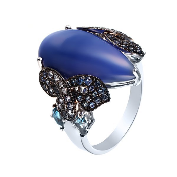 Кольцо из белого золота с бриллиантом и сапфиром (Арт.rg-34208_ko_gss_glsa_lt_wg)