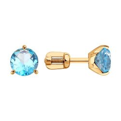 Серьги пусеты золотые пробы 375 с топазом (Арт.31-322-01699-2)