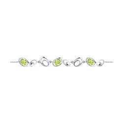Браслет из серебра с хризолитами (Арт.94-350-00643-1)