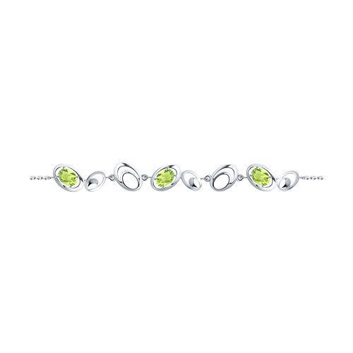 Браслет из серебра с хризолитами (Арт.94-350-00643-1)