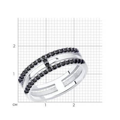 Кольцо из серебра с фианитами «Черный Кросс» Соколов (арт.94-110-01514-1)