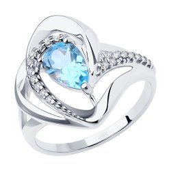 Кольцо из серебра с топазом и фианитами (Арт.94-310-00630-1)