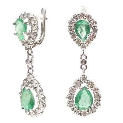 Серьги из белого золота с бриллиантами и изумрудами «La Nordica» MyJewels (арт.19-12-8000-21690)