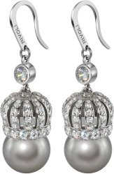 Серьги из серебра с жемчугом и кристаллом swarovski Русские Самоцветы (Арт.cqs-2-10-30-s)