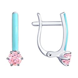 Серьги из серебра с эмалью и фианитами (Арт.94023117)