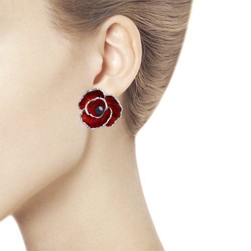 Серьги из серебра с жемчугом и эмалью (Арт.94023778)