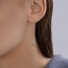 Серьги золотые пробы 585 с изумрудом гидротермальным (Арт.729161)