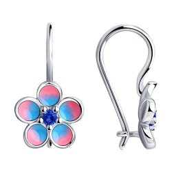Серьги из серебра с эмалью и фианитами (Арт.94024040)