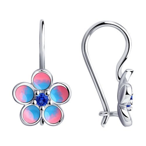 Серьги из серебра с эмалью и фианитами (Арт.94024040)
