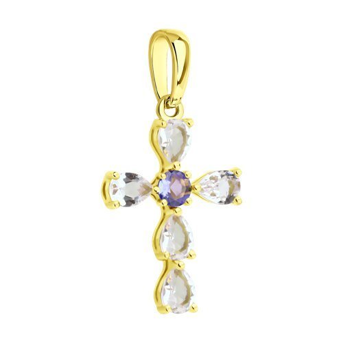 Подвеска золотая пробы 585 с миксом камней (Арт.732964-2)