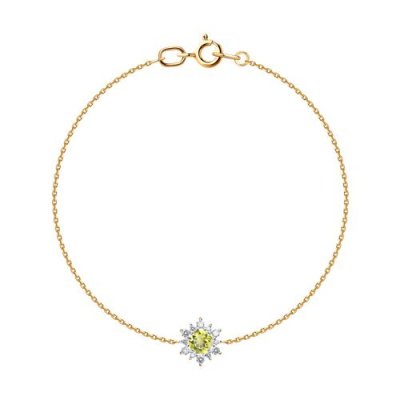 Браслет золотой пробы 585 с кварцем (Арт.750656)