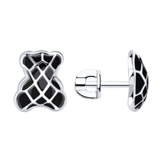 Серьги из серебра с эмалью «Черный Тедди» Соколов (арт.94026010)