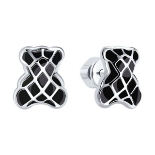 Серьги из серебра с эмалью «Черный Тедди» Соколов (арт.94026010)