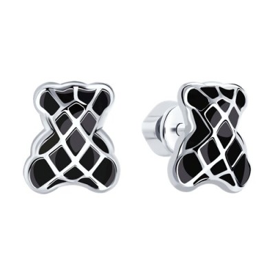 Серьги из серебра с эмалью «Черный Тедди» Соколов (арт.94026010)