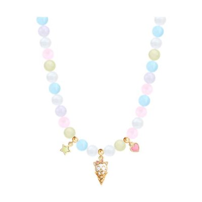 Колье из золочёного серебра с кварцитом и эмалью (Арт.83070067)