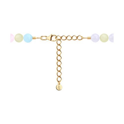 Колье из золочёного серебра с кварцитом и эмалью (Арт.83070067)